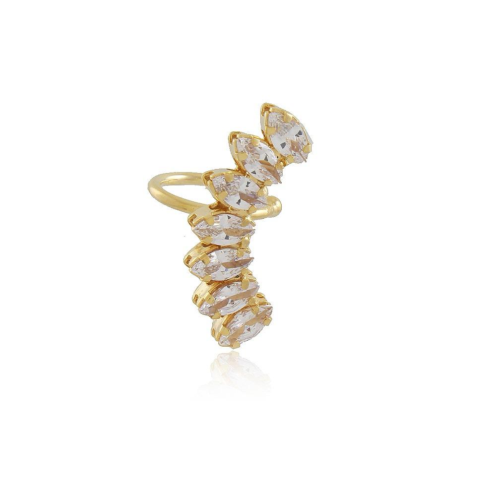 Ear Cuff Curvo com Zircônia Banho Ouro 18k LLucy