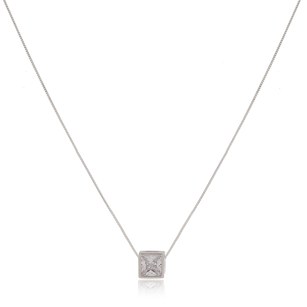 Conjunto delicado zirconia rodio branco Llucy