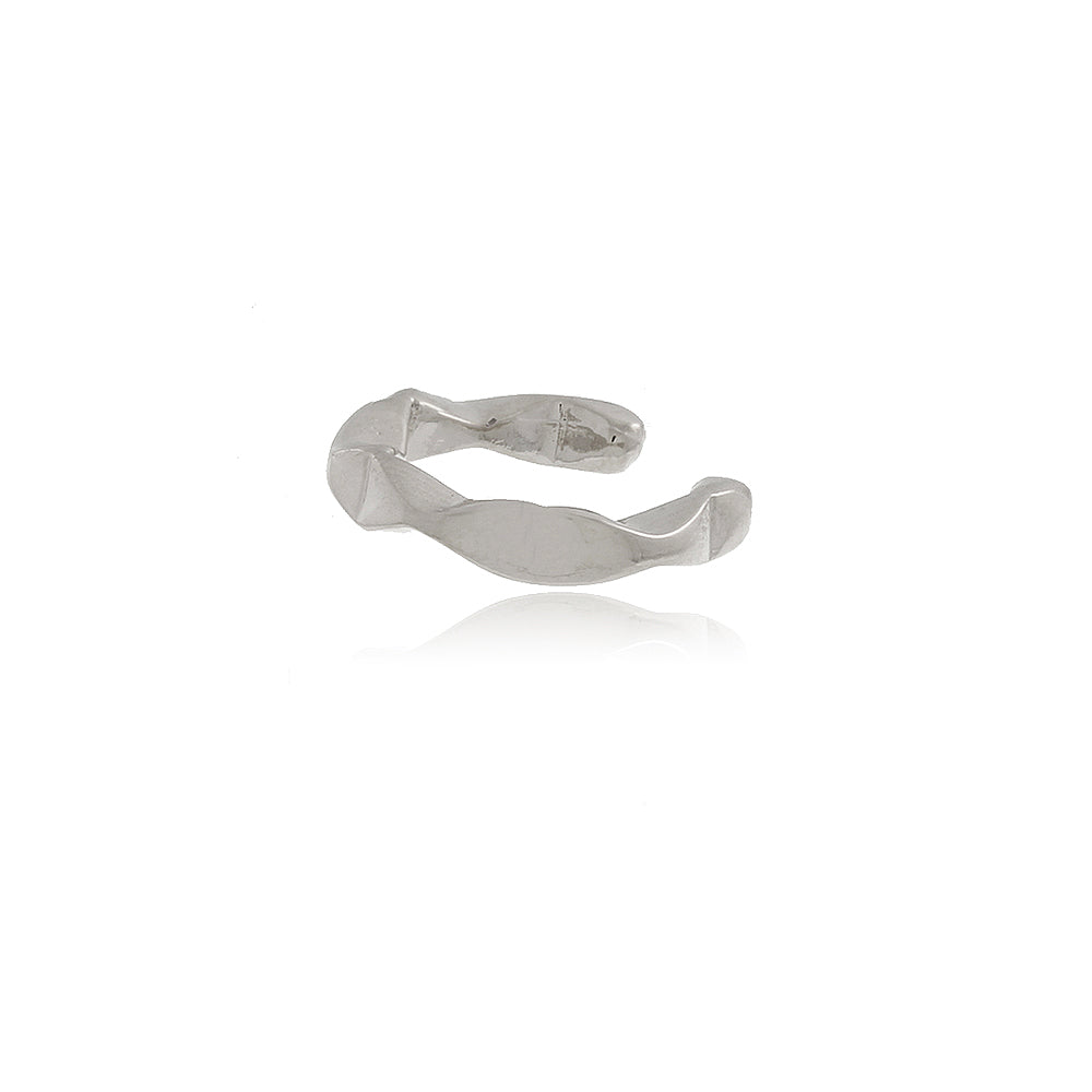 Ear Cuff Ondas Banho Ródio Branco LLucy