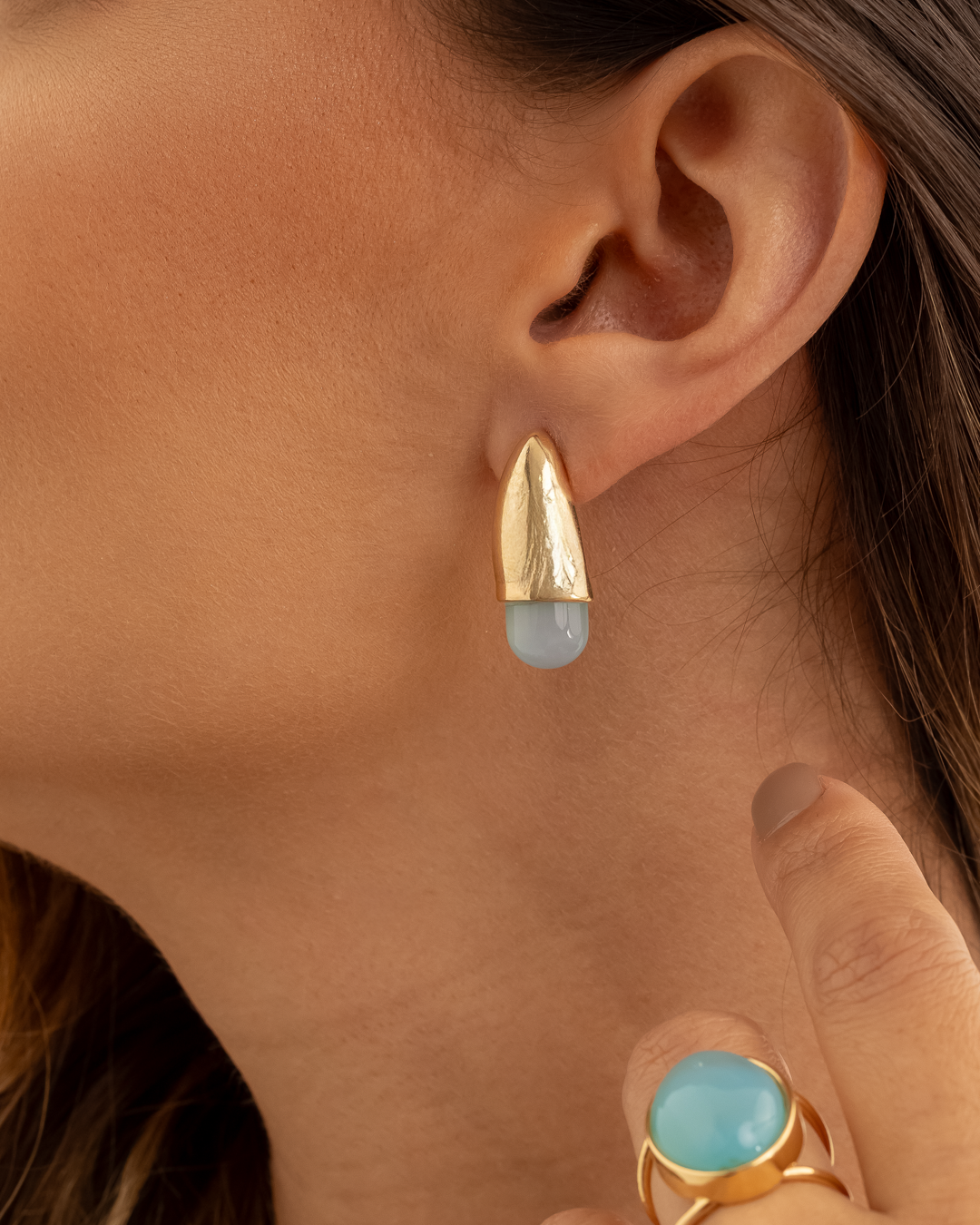 Anillo Calor - Ágata Azul Cielo