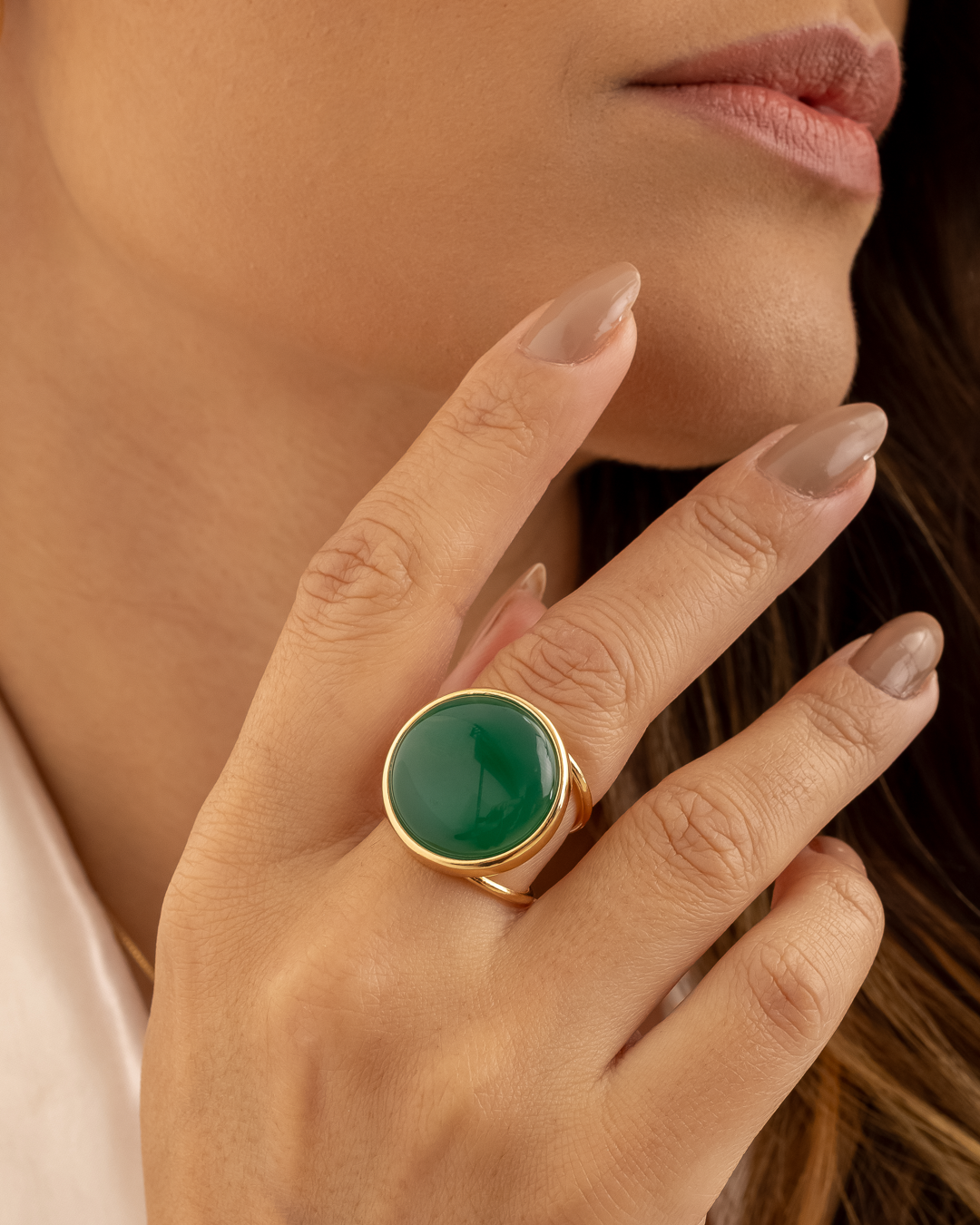 Anillo Palmera - Ágata Verde