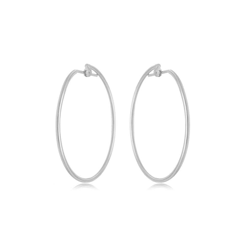 Brinco Argola P Banho Ródio Branco LLucy