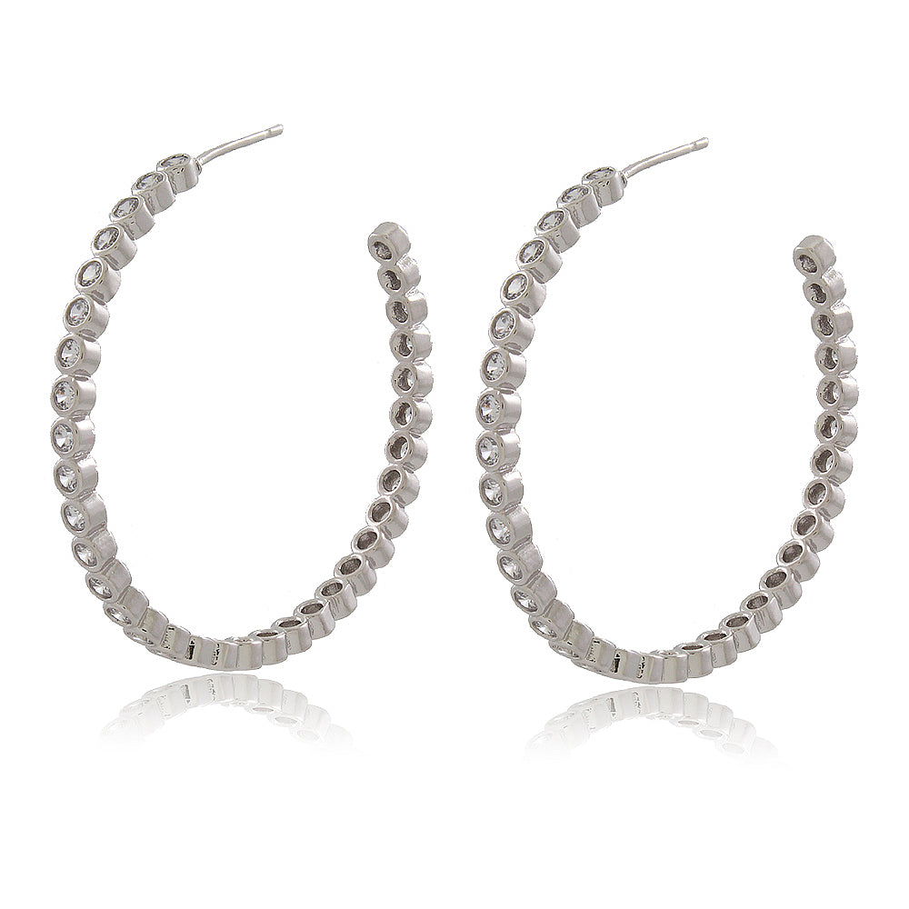 argola cravejada zirconias banho rodio branco LLucy
