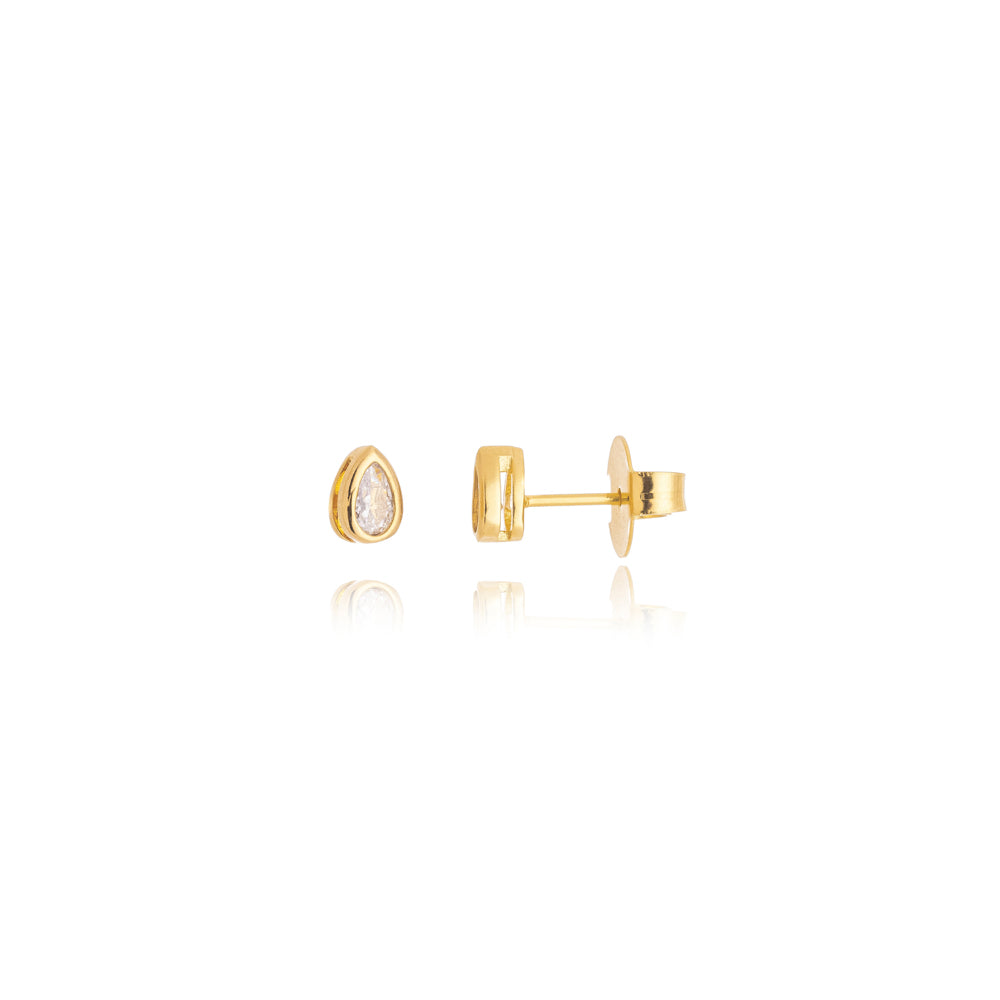 Brinco Gota PP Zircônia Banho Ouro 18k LLucy