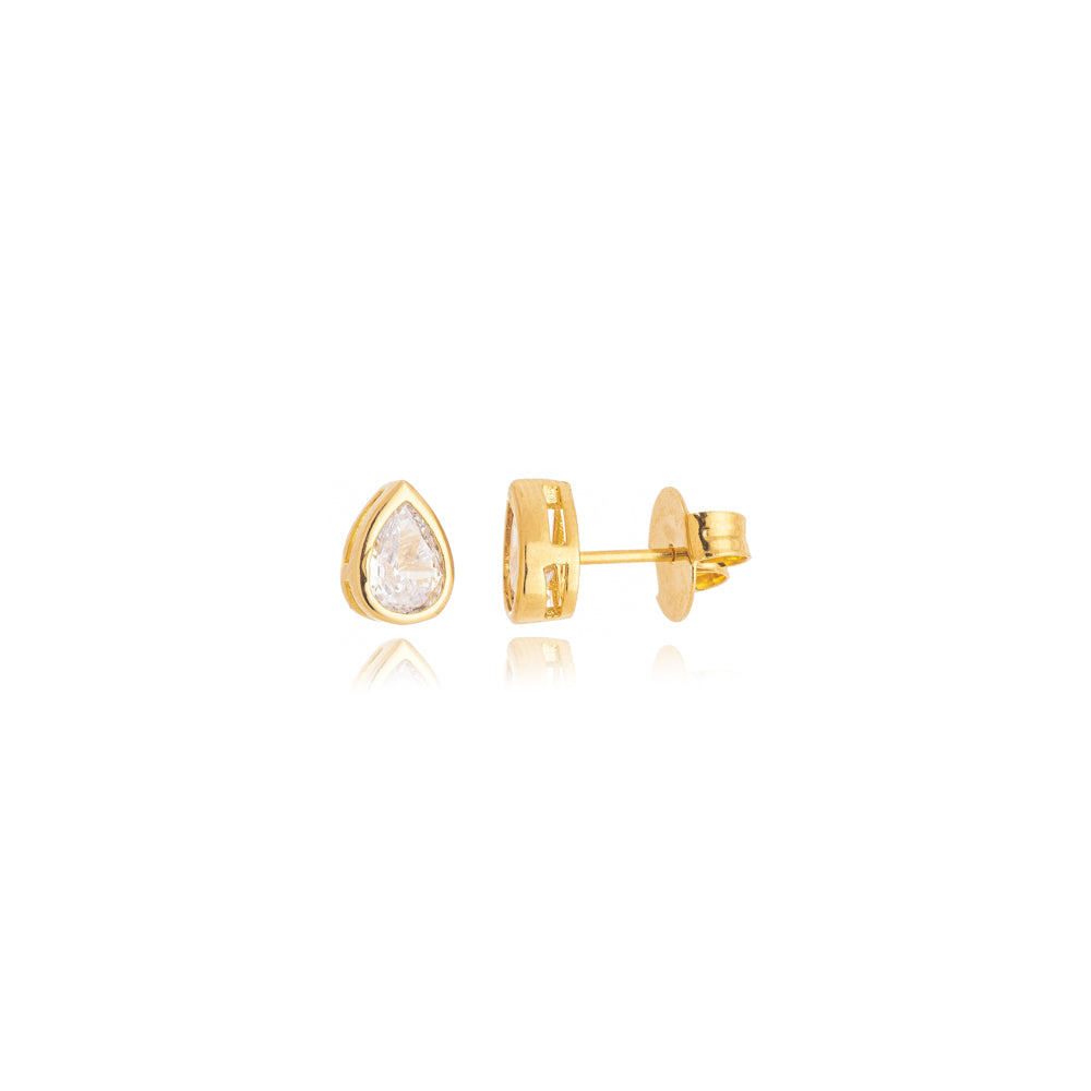  Brinco Gota Zircônia Banho Ouro 18k LLucy 