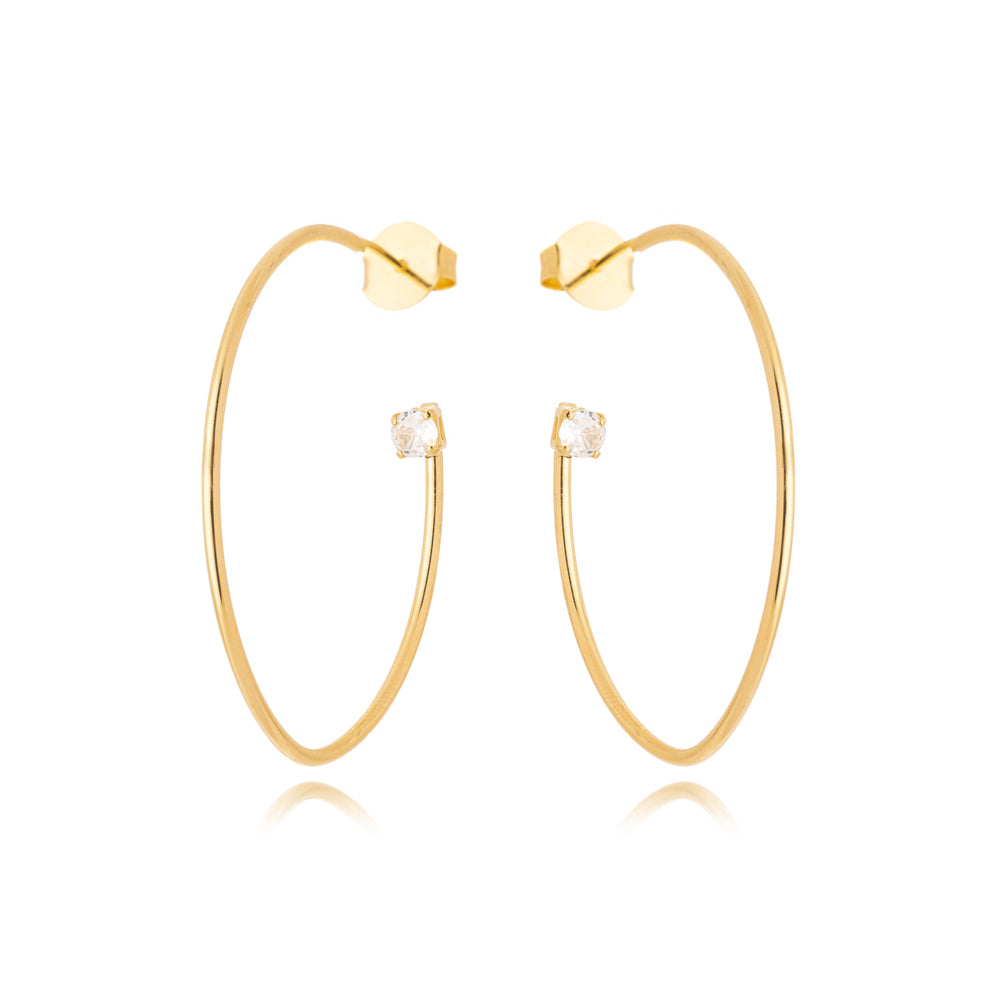 Brinco Argola Médio Zircônia Banho Ouro 18k LLucy