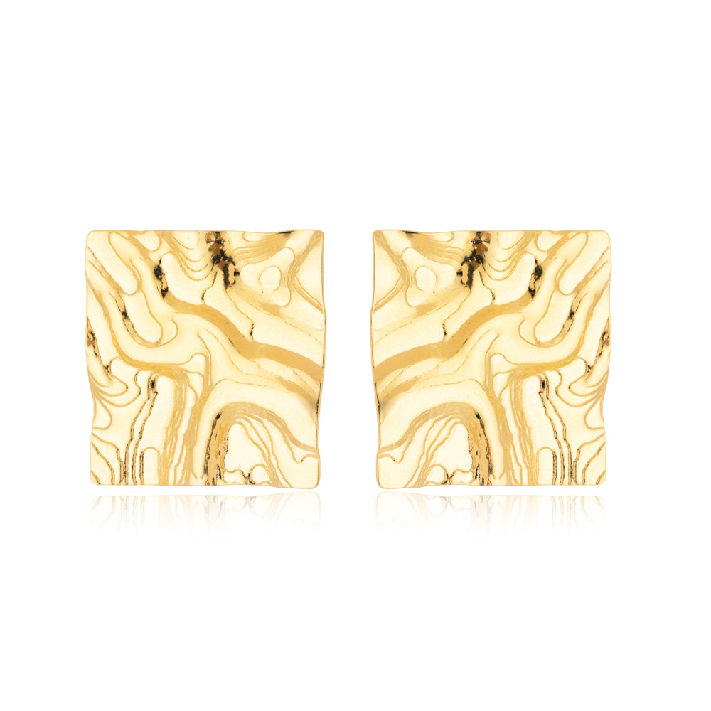 Brinco Chapa Rudimentar Banho Ouro 18k LLucy
