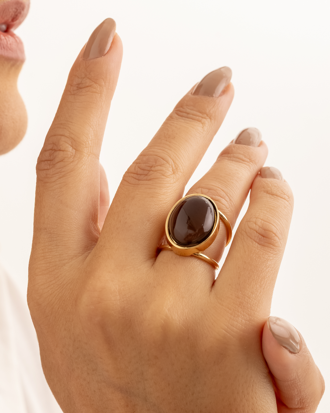 Anillo Solsticio - Obsidiana Fumé
