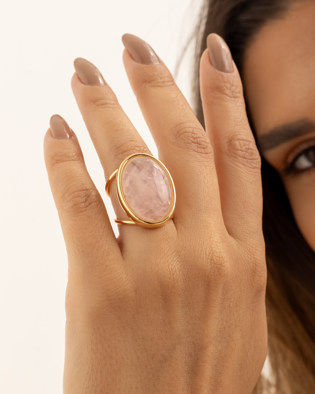 Anillo Bahía Rosa - Cuarzo Rosa