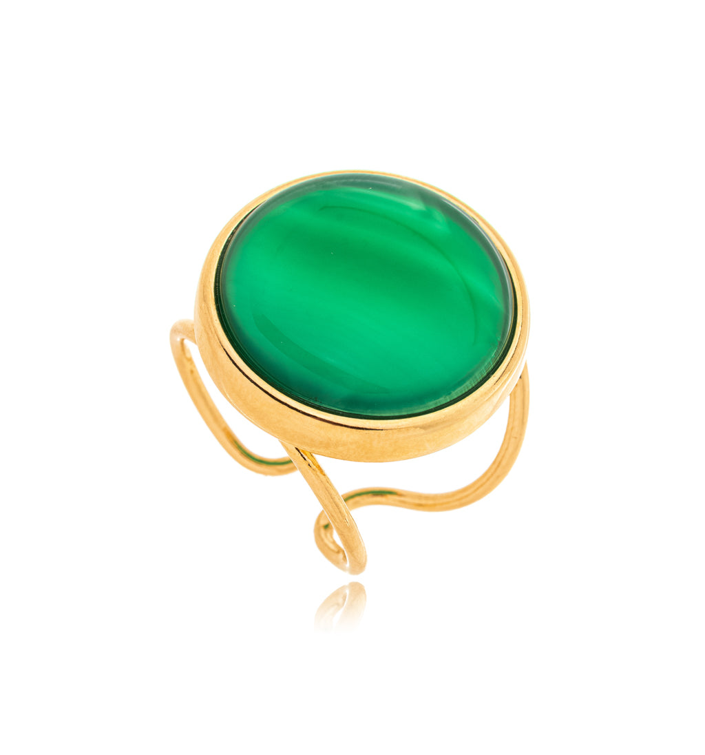 Anillo Palmera - Ágata Verde