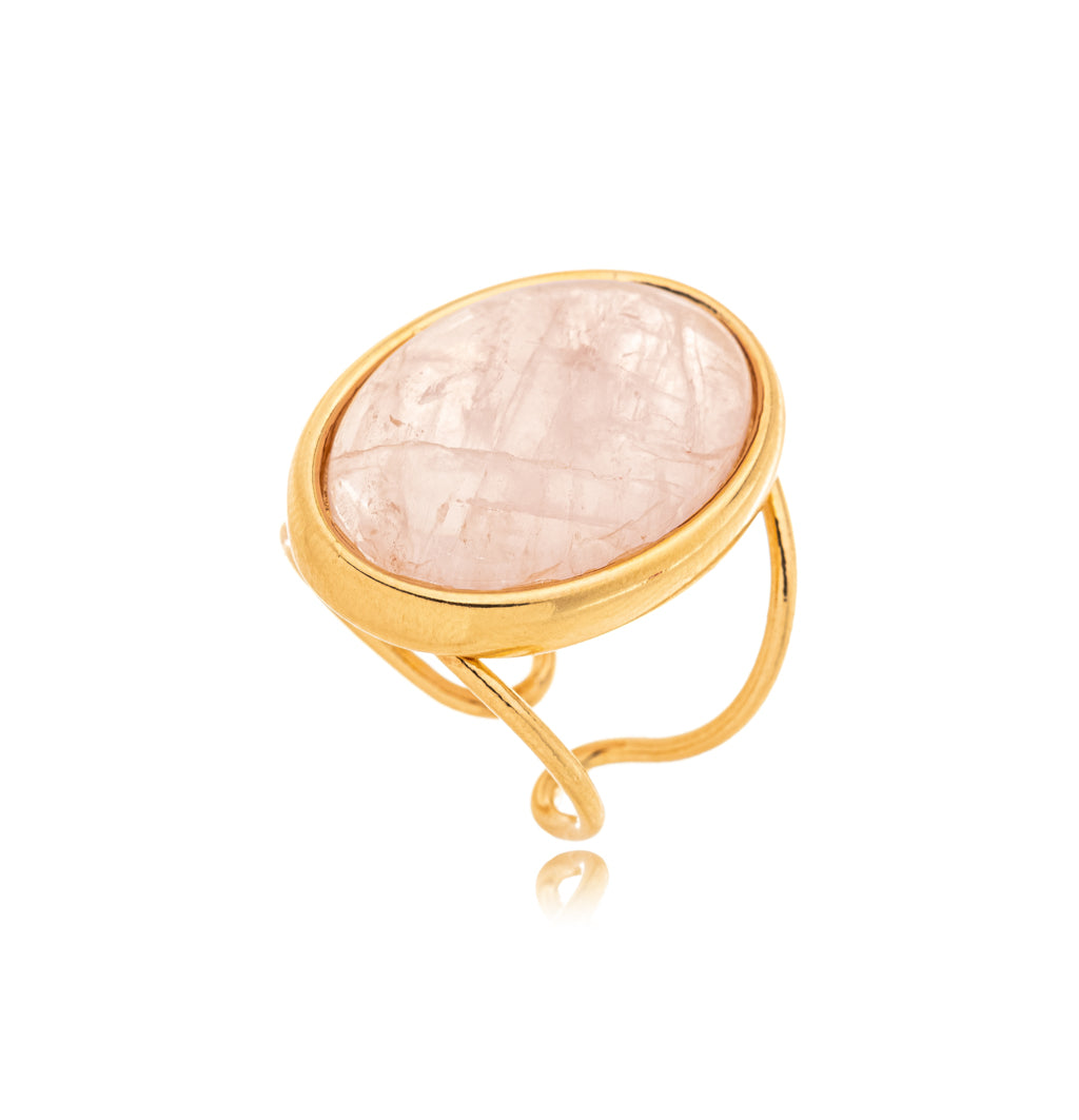 Anillo Bahía Rosa - Cuarzo Rosa