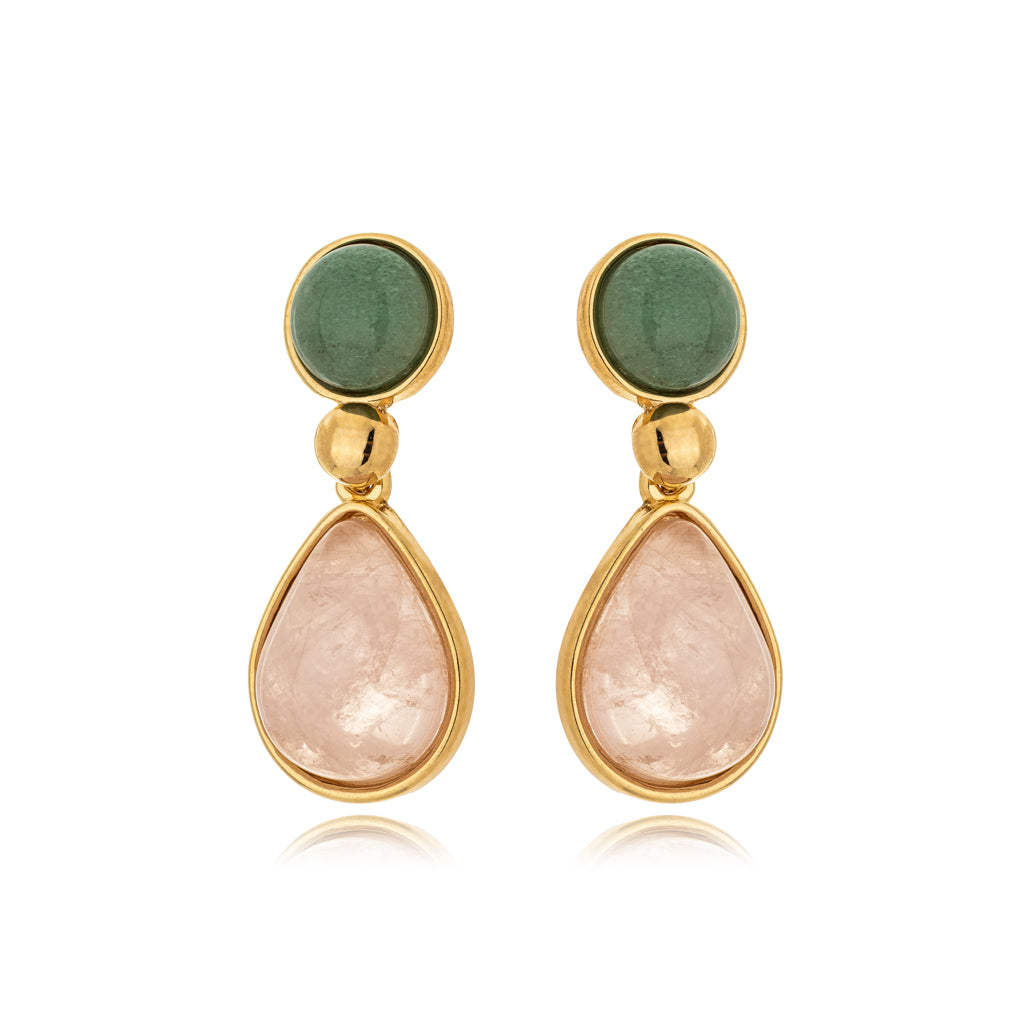 Pendientes Desierto Rosa - Cuarzo Verde y Rosa