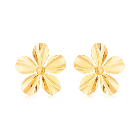 Brinco Flor de Chapa Banho Ouro 18k LLucy 