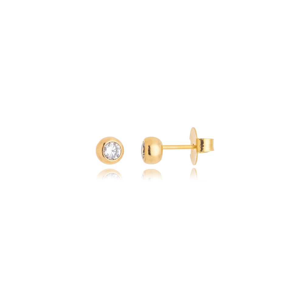 Brinco Zircônia 4mm Banho Ouro 18k LLucy