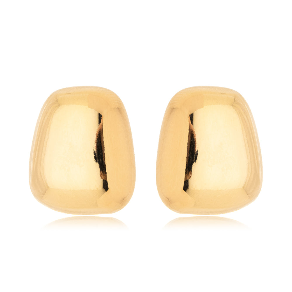 Brinco Retângulo Liso Banho Ouro 18k LLucy !