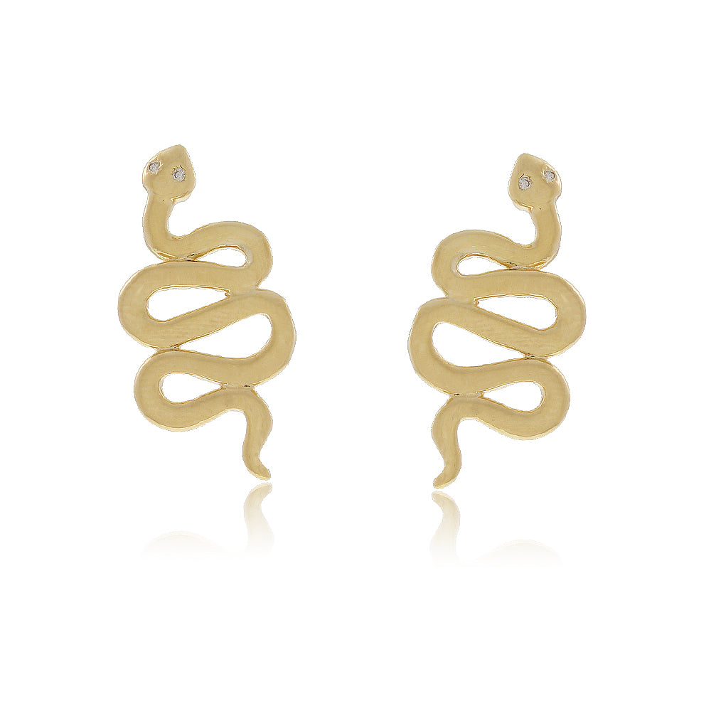 Brinco Cobra Olho Zircônia Banho Ouro 18k LLucy 