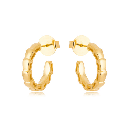 Brinco Escama Serpente Liso Banho Ouro 18k LLucy