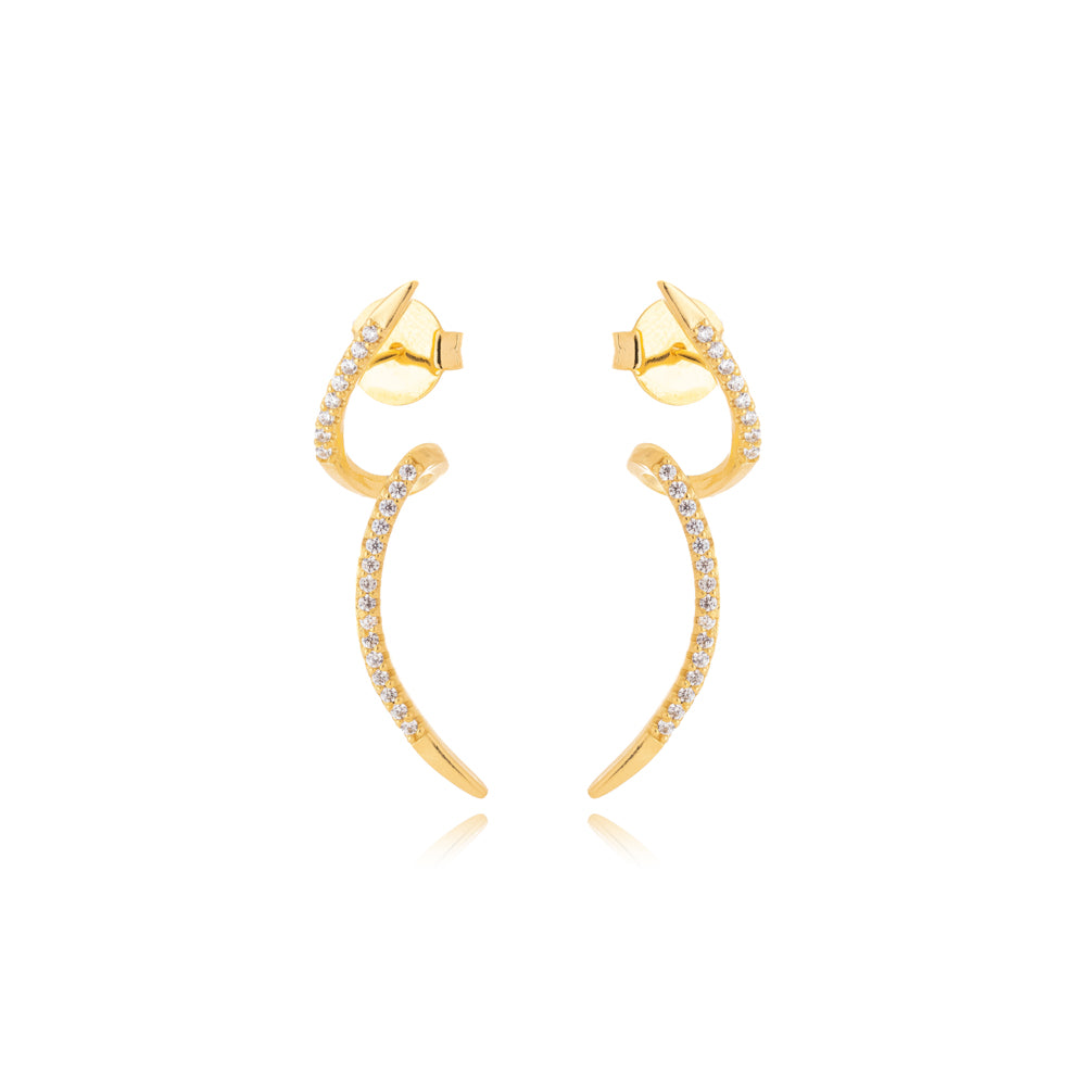 Brinco Serpentina Cravejado Zircônia Banho Ouro 18k LLucy