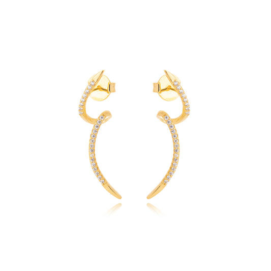 Brinco Serpentina Cravejado Zircônia Banho Ouro 18k LLucy