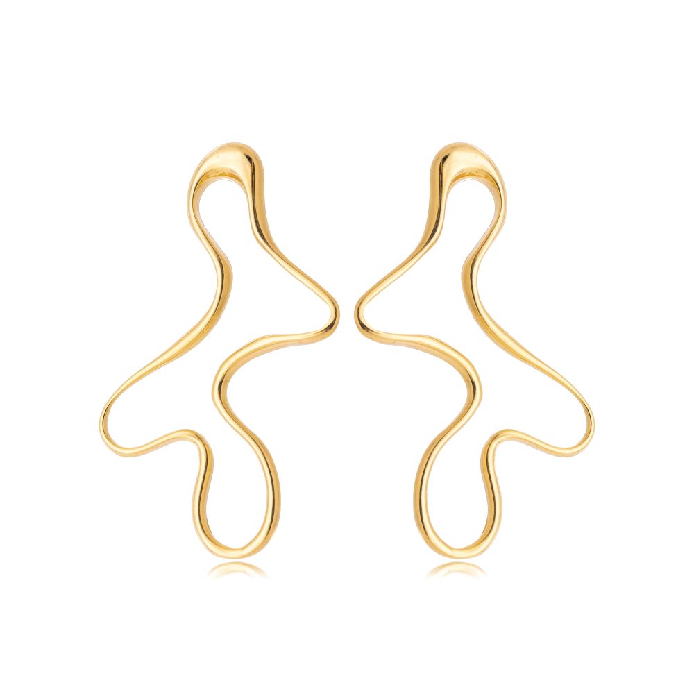 Brinco Minimalista Liso Banho Ouro 18k LLucy